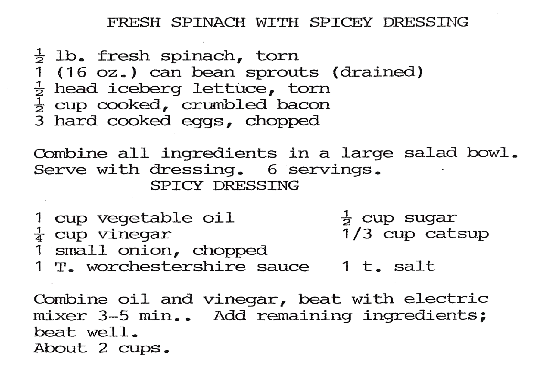 Fresh Spinach w Spicey Dressing Image